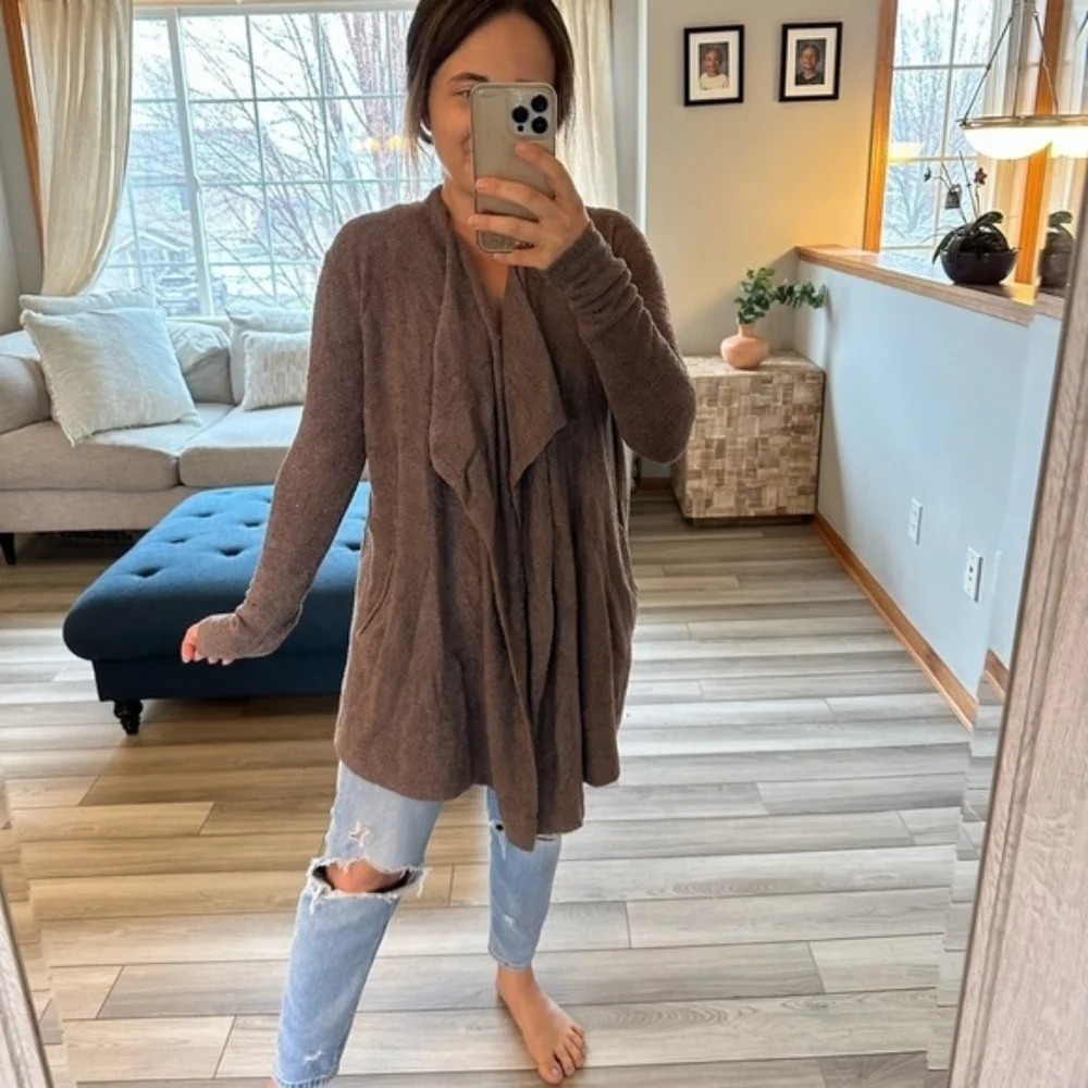 Barefoot Dreams Cozychic Lite Island Wrap Cardigan Style 903 brown